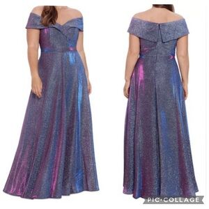 Xscape 3350X Off The‎ Shoulder Gown Iridescent Glitter 20W